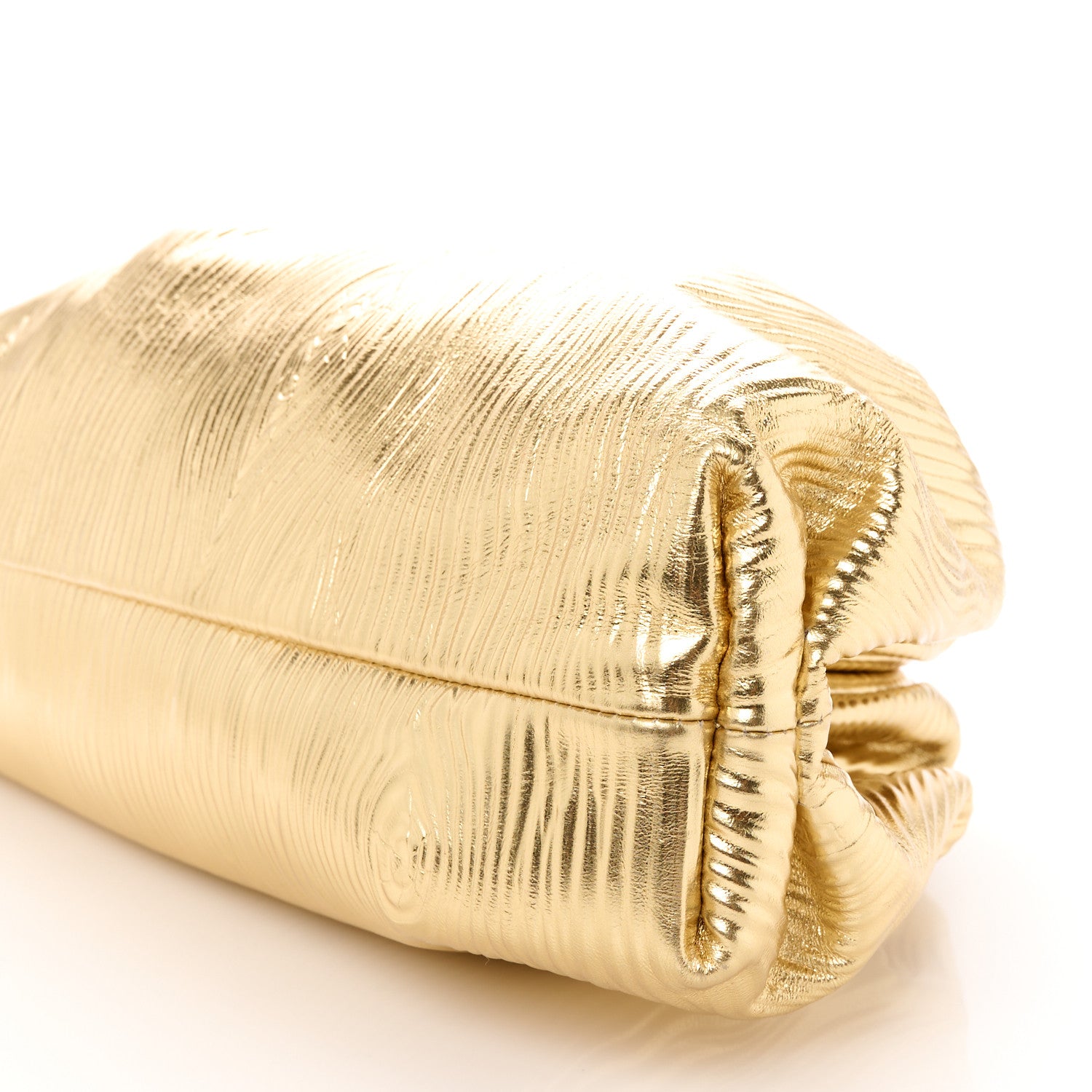 Bottega Veneta Metallic Bark Calfskin Embossed The Pouch Oversized Clutch Oro 10 of 10