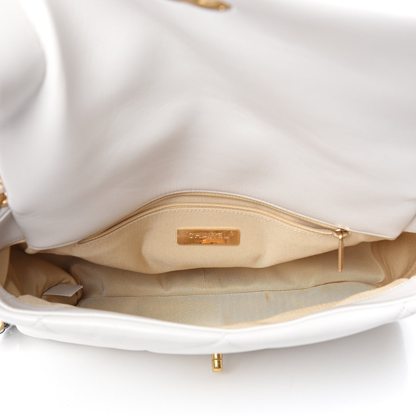Goatskin Quilted Large 19 Flap White
