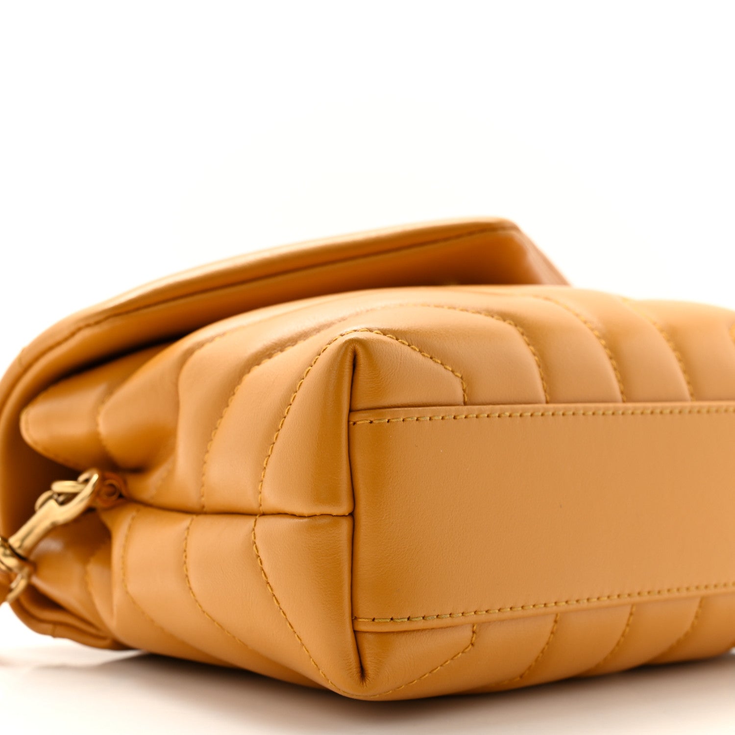 Saint Laurent Calfskin Y Quilted Monogram Toy Loulou Crossbody Bag Cheddar 10 of 12