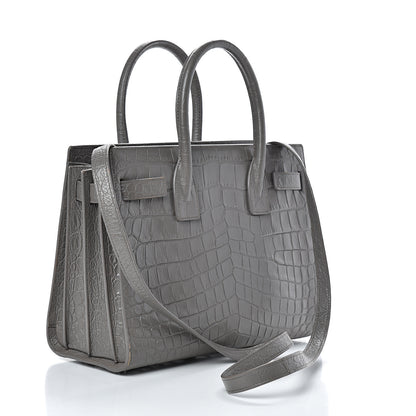 Saint Laurent Calfskin Crocodile Embossed Baby Sac De Jour Fog 2 of 23