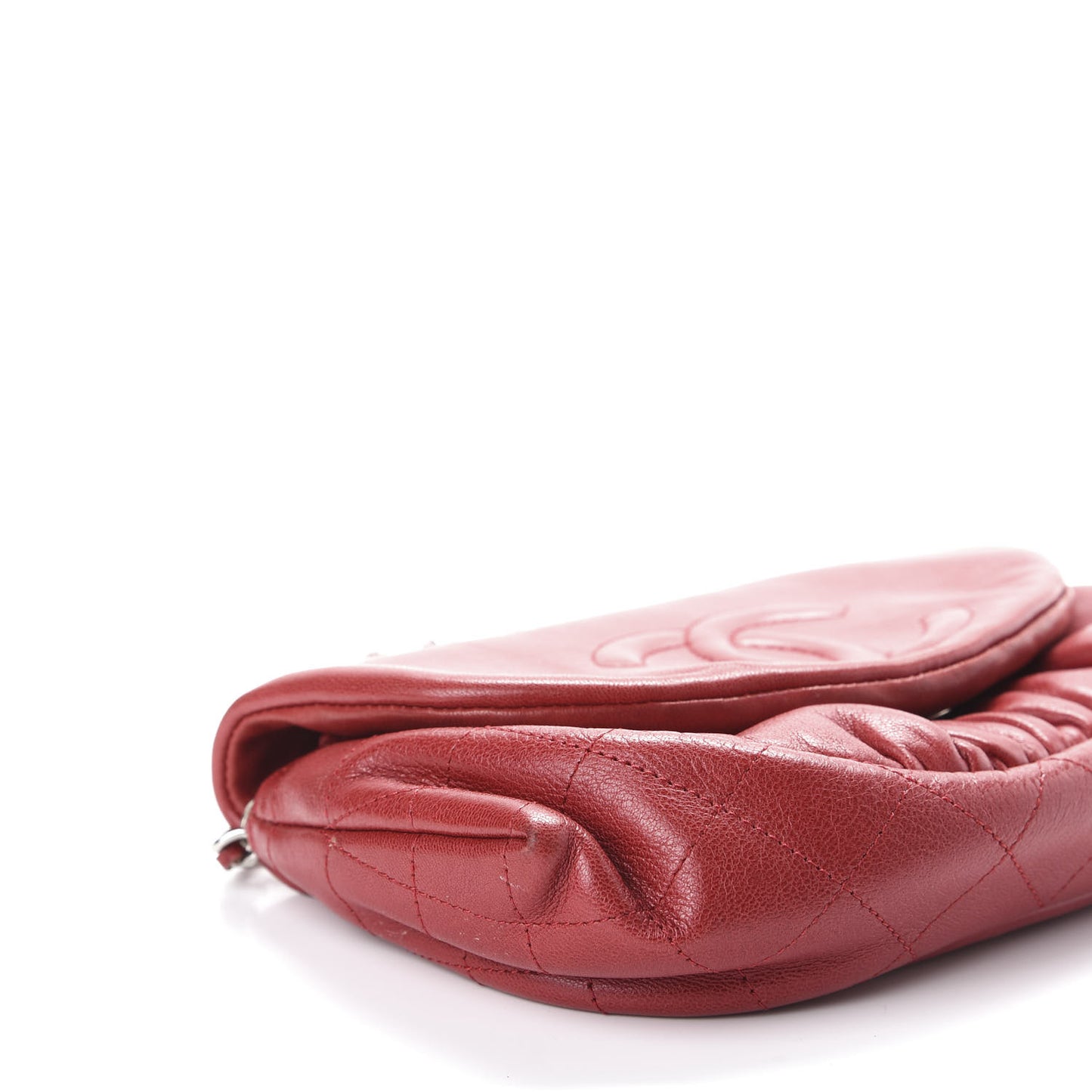 Lambskin Half Moon Wallet On Chain WOC Red