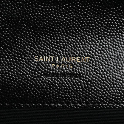 Saint Laurent Grain De Poudre Matelasse Chevron Monogram Envelope Clutch Black 6 of 11