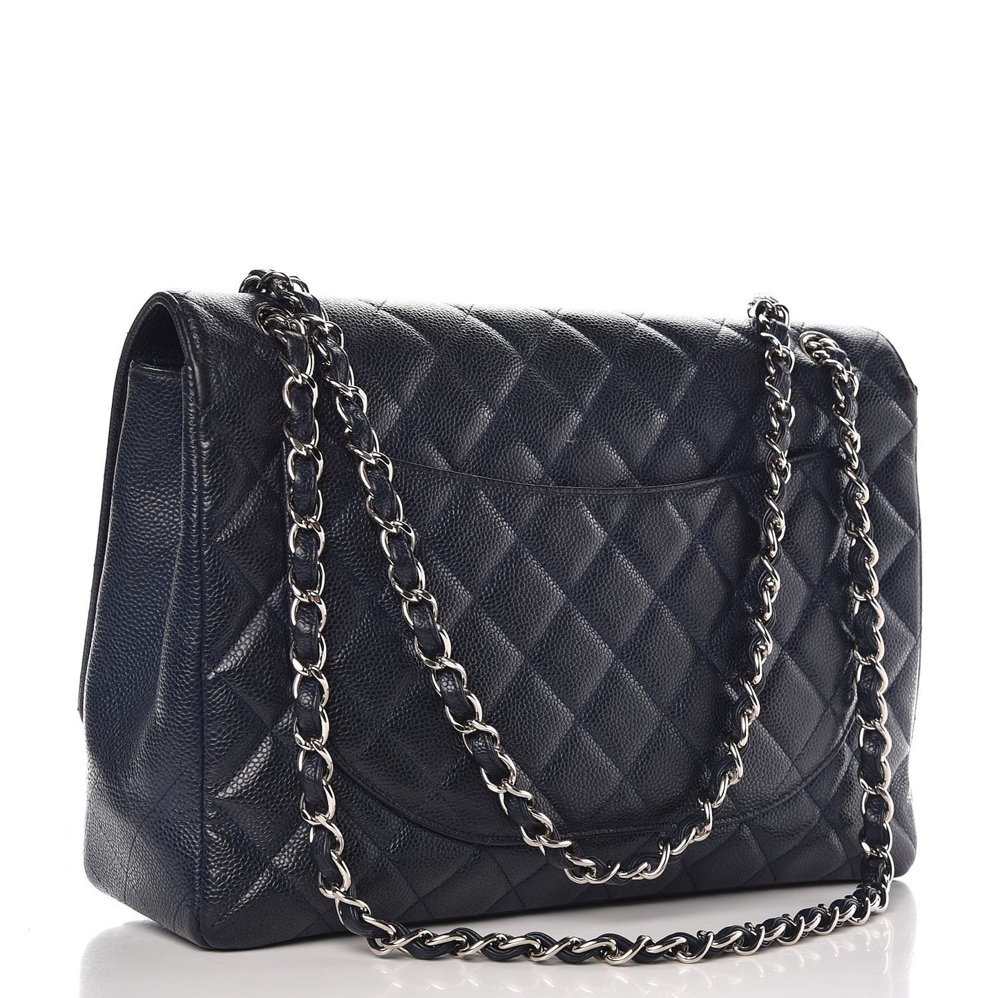 Caviar Quilted Maxi Single Flap Navy