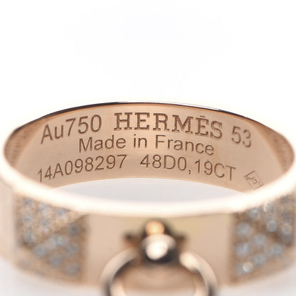 Hermes 18K Rose Gold Diamond PM Collier De Chien Ring 53 6.25 4 of 5