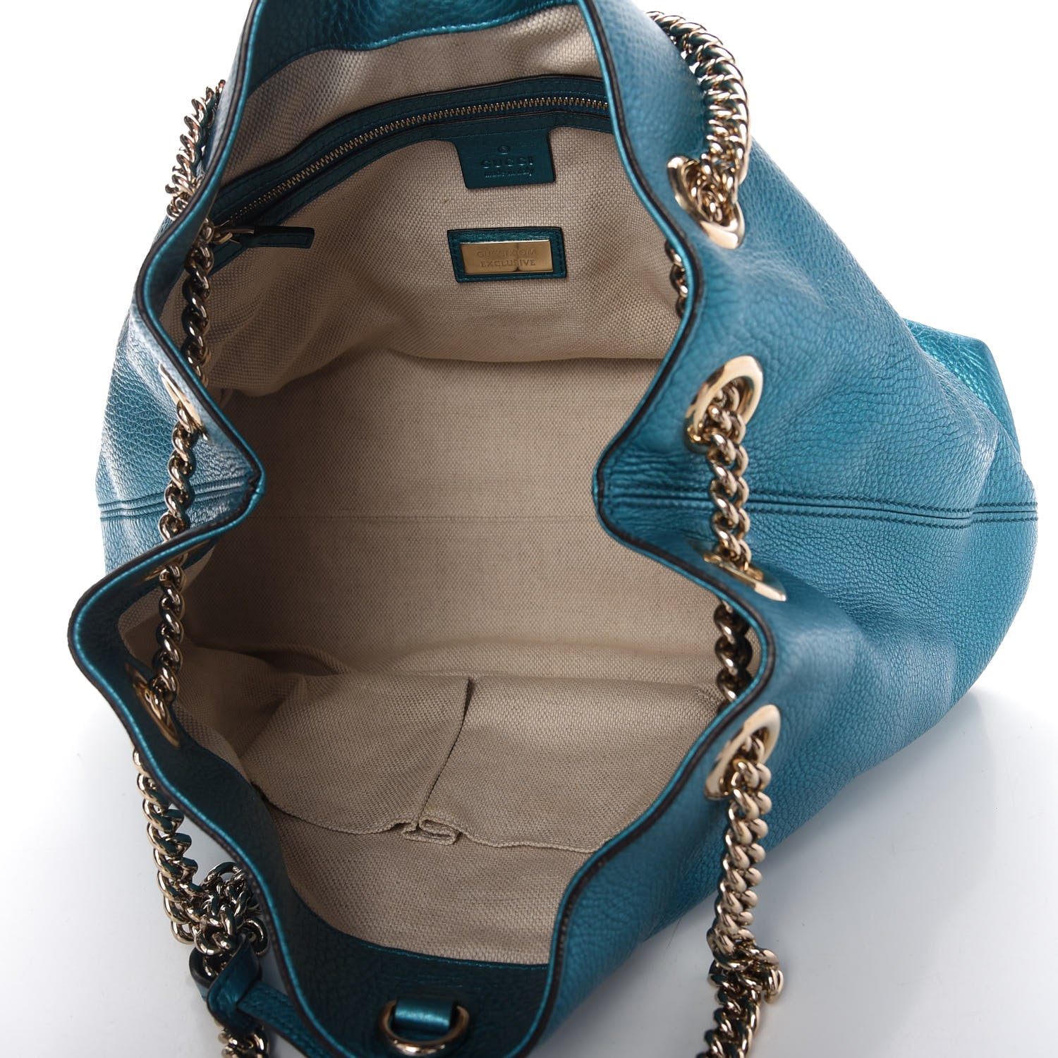 Gucci Metallic Cellarius Calfskin Medium Soho Chain Shoulder Bag Deep Cobalt 5 of 11