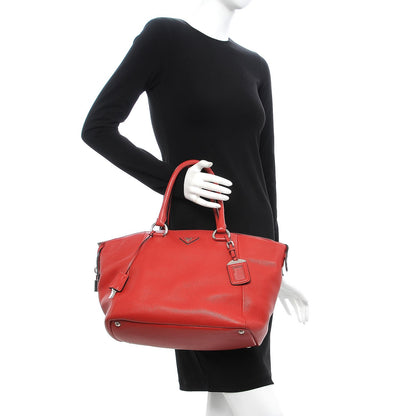 Prada Vitello Daino Shopping Tote Rosso 2 of 19