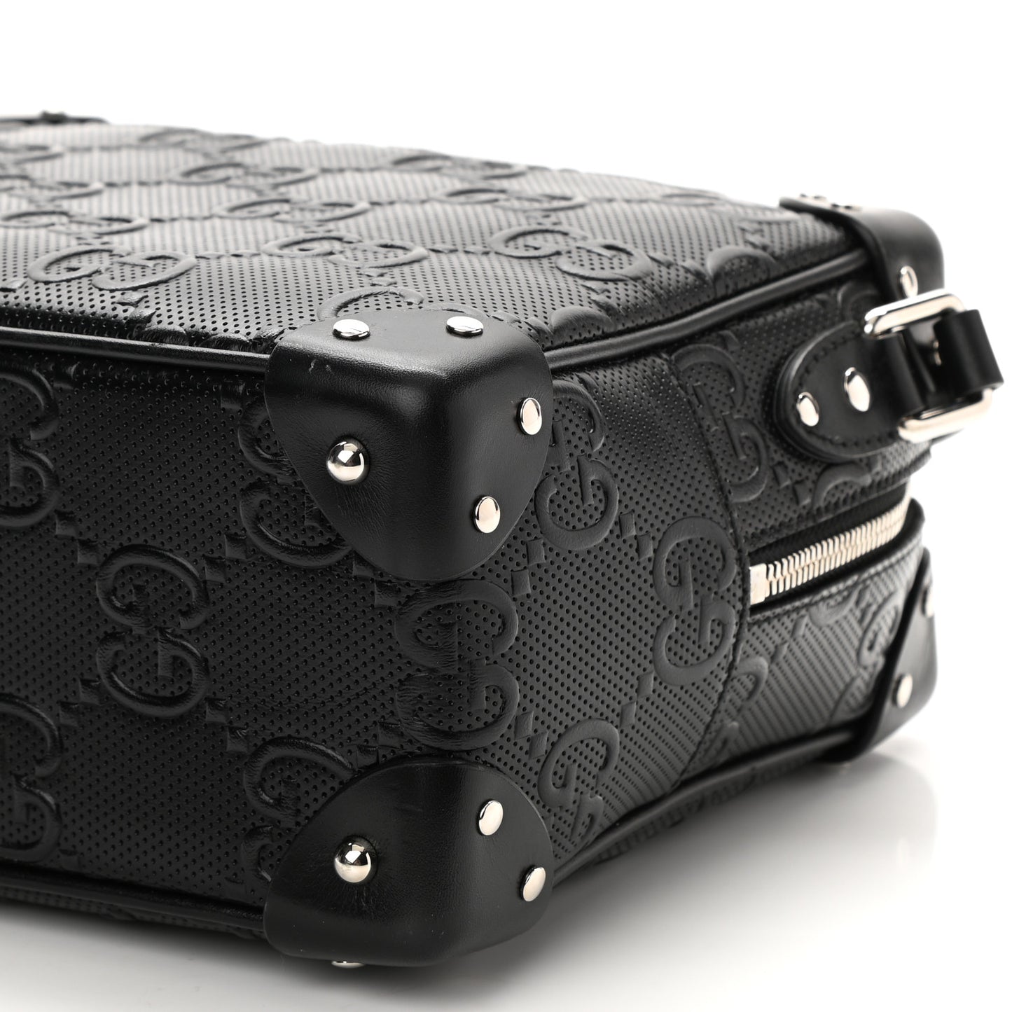 Calfskin GG Tennis Embossed Square Messenger Bag Black