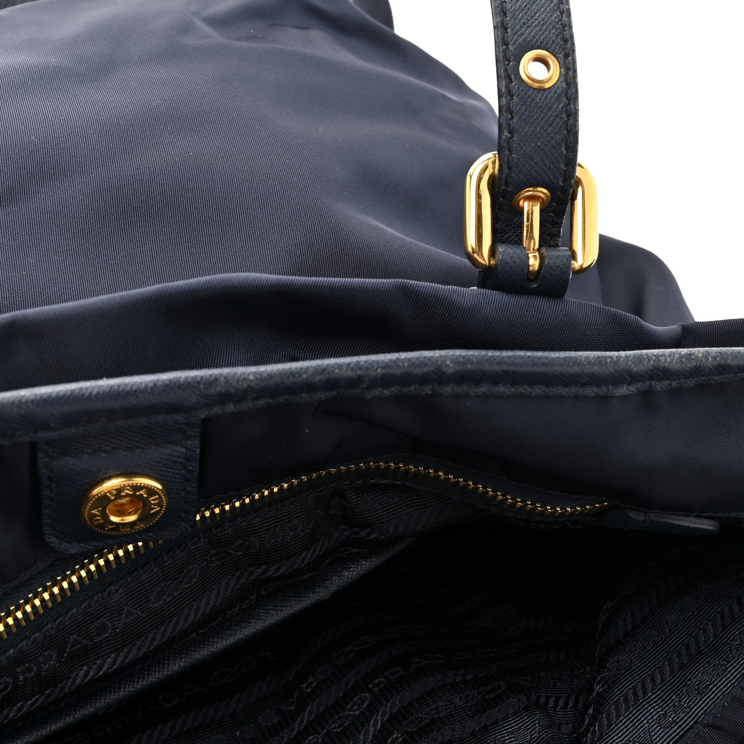 Prada Tessuto Nylon Saffiano Metal Shopping Tote Navy 10 of 17