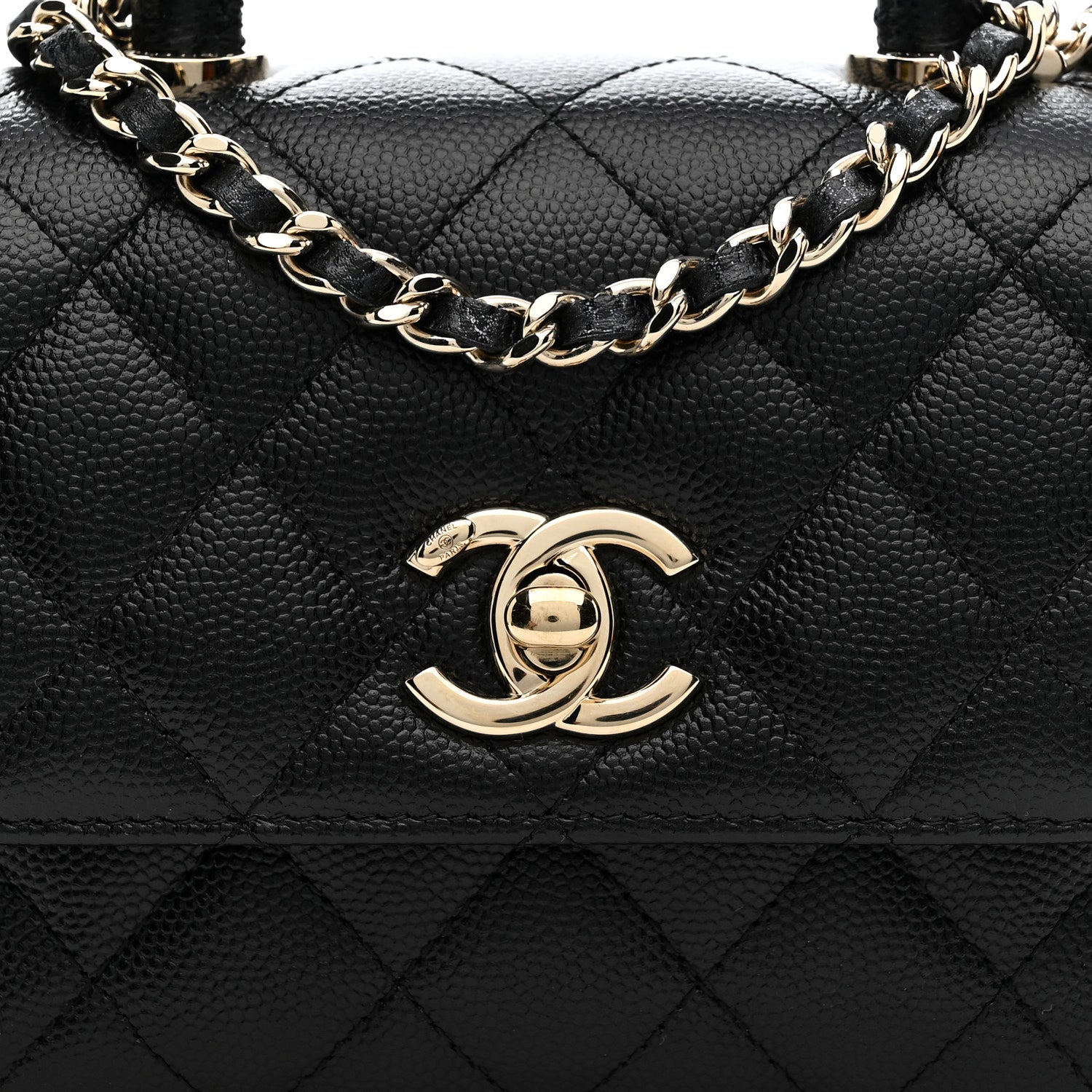 Chanel Caviar Quilted Coco Handle Clutch With Chain Black 7 of 10