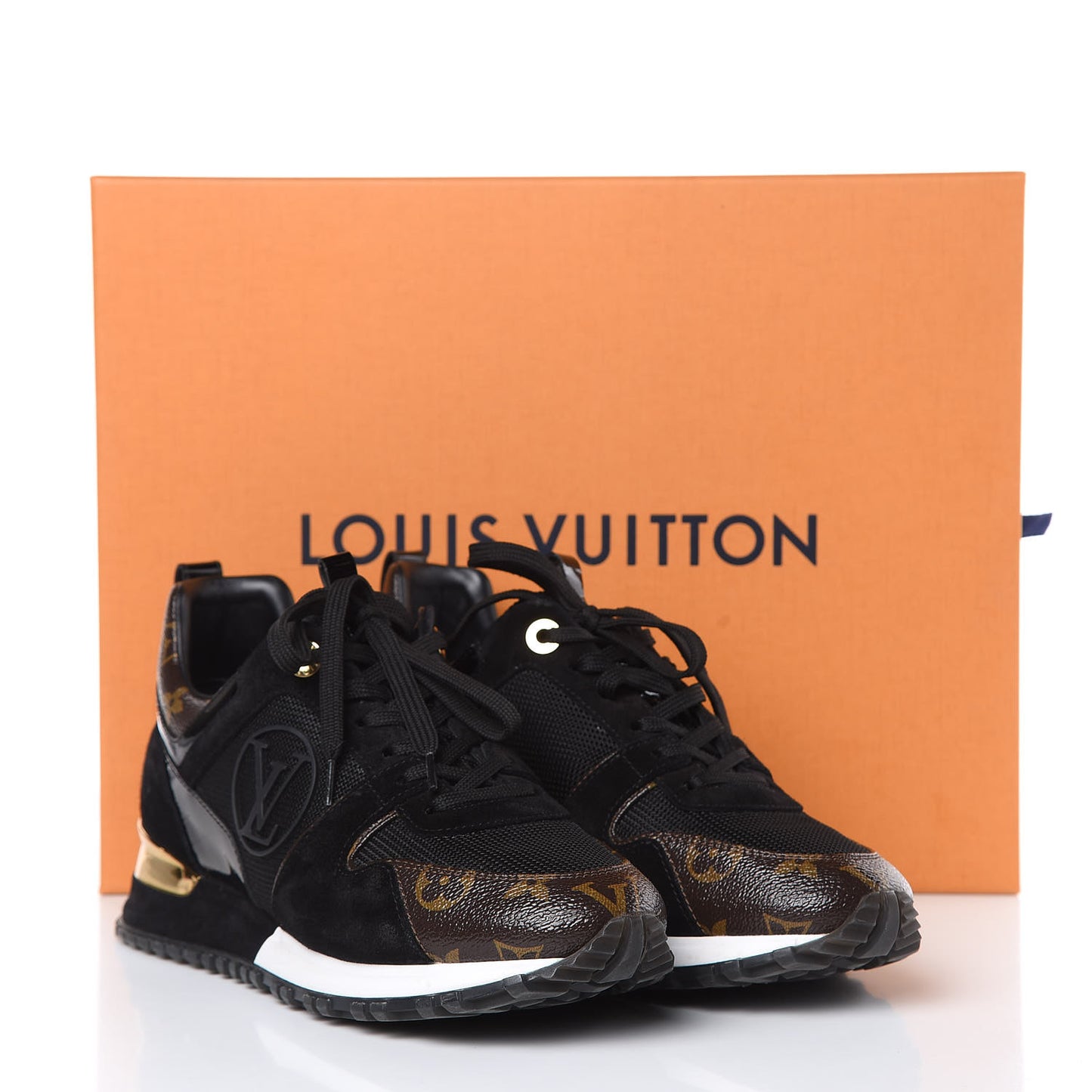 Suede Monogram Run Away Sneakers 37.5 Black
