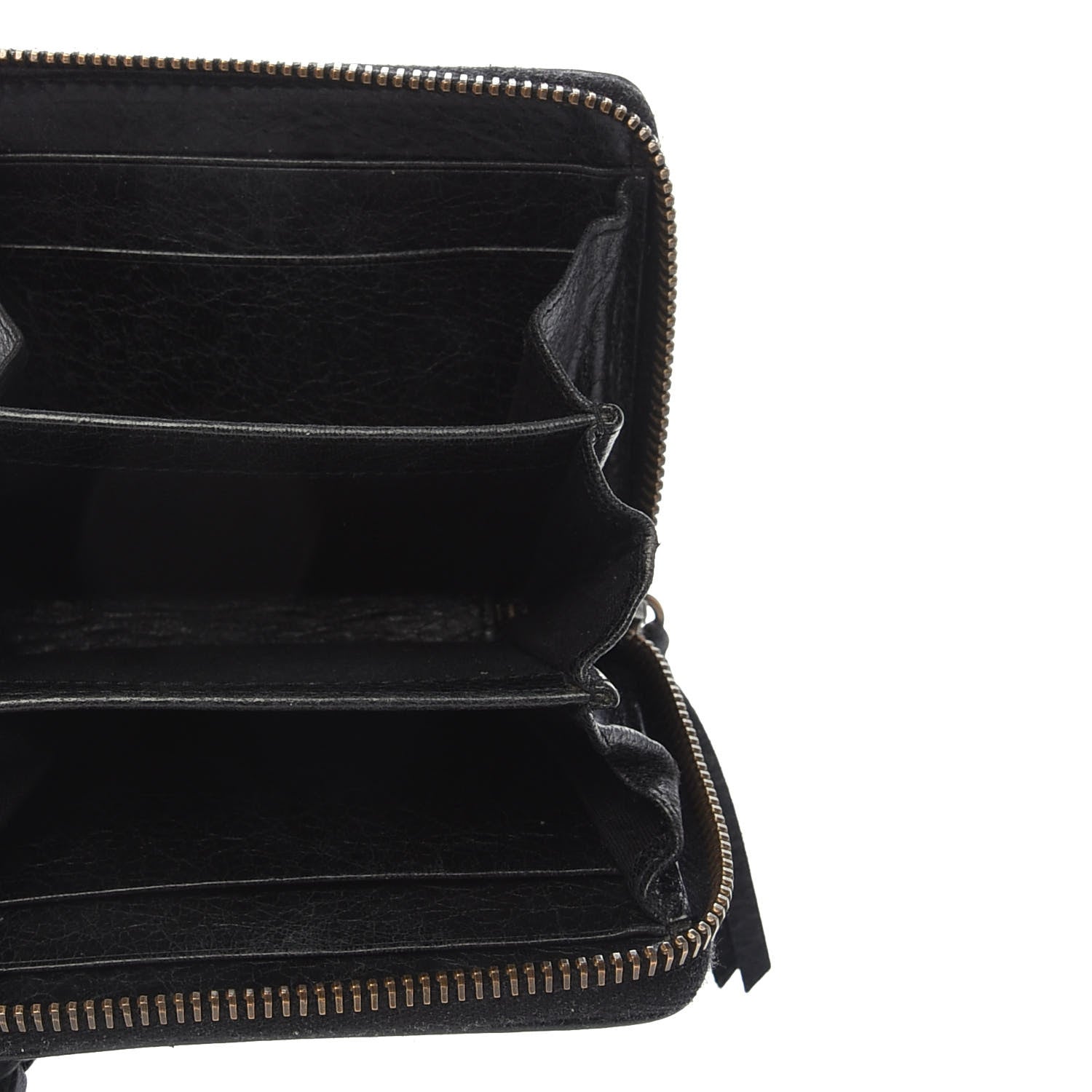 Balenciaga Agneau Classic Gold Hardware Zip Around Card Holder Black 5 of 8