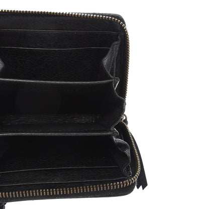 Balenciaga Agneau Classic Gold Hardware Zip Around Card Holder Black 5 of 8