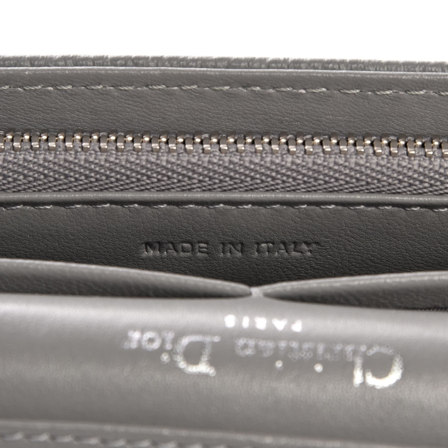 Christian Dior Grained Calfskin Diorama Wallet on Chain Pouch Gris 6 of 8