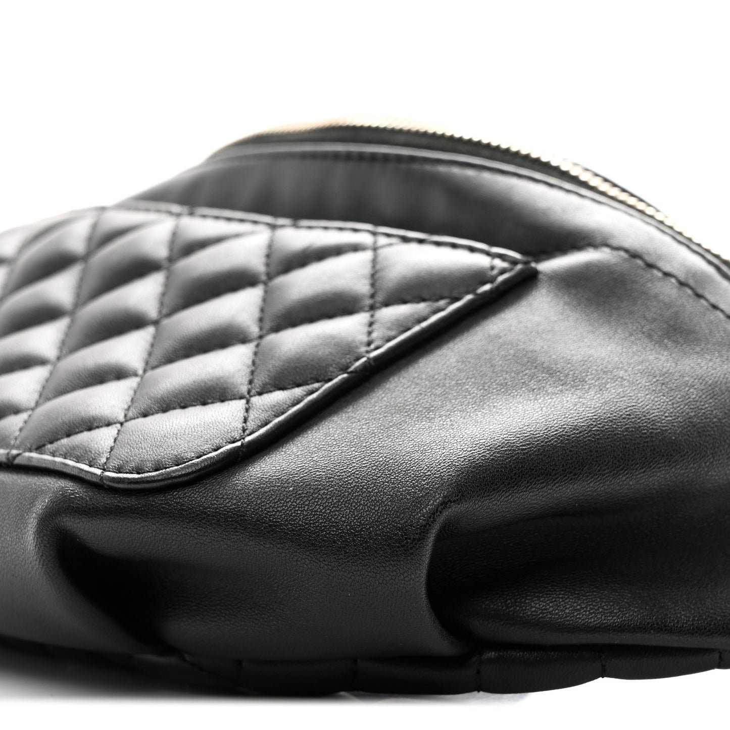 Lambskin Quilted Waist Bag Fanny Pack Black