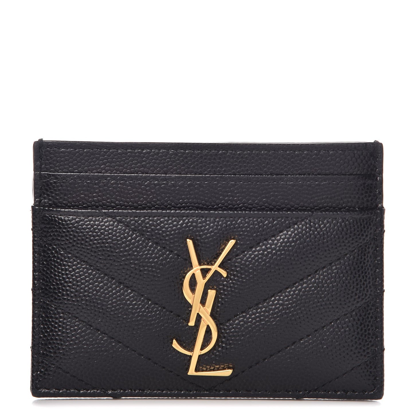 Grain De Poudre Matelasse Chevron Monogram Credit Card Case Black