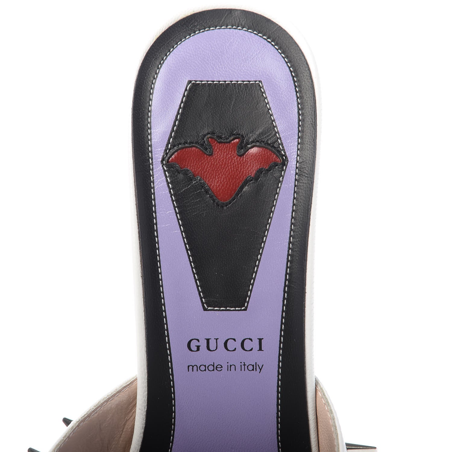 Gucci Patent GG Bow Sadie Spike Mid Heel Mules 38.5 White 8 of 9