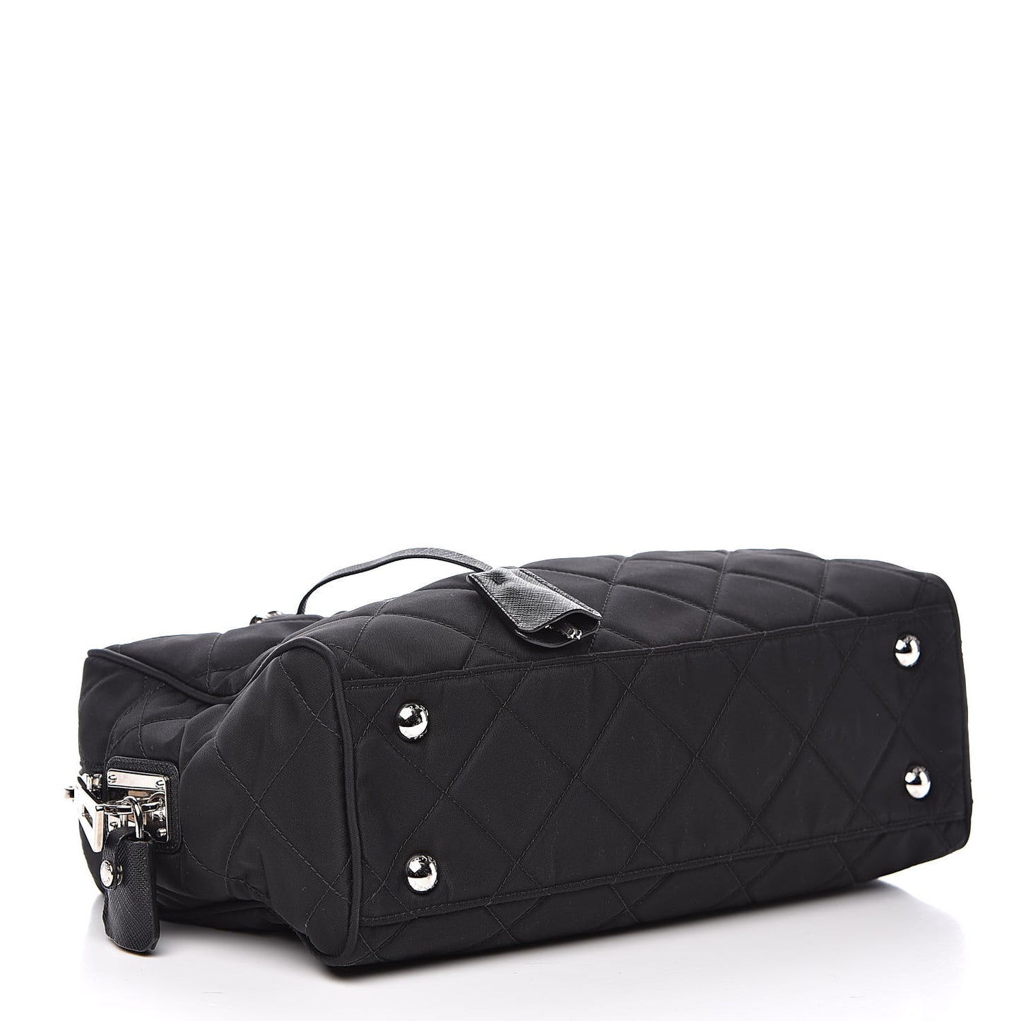 Nylon Tessuto Impuntu Quilted Shoulder Bag Black