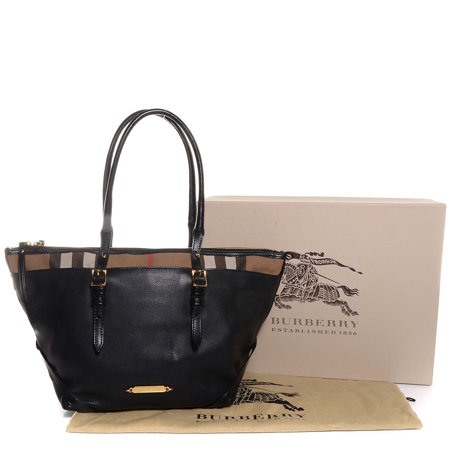 Soft Leather House Check Small Salisbury Tote Black
