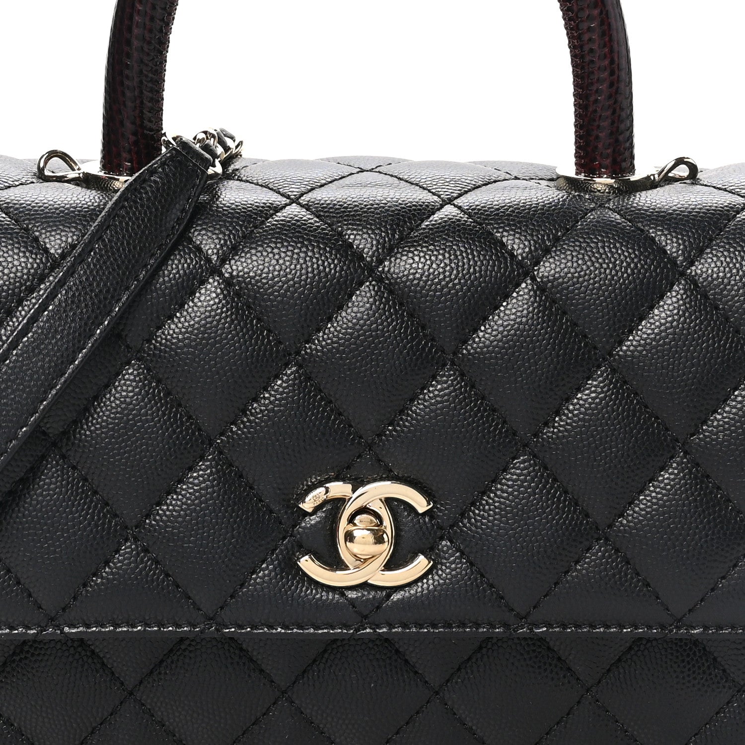 Chanel Caviar Quilted Lizard Embossed Mini Coco Handle Flap  Black 8 of 10