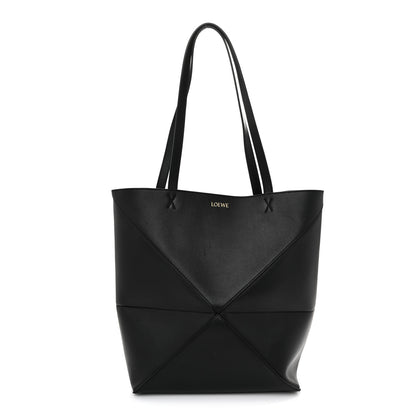 Loewe Shiny Calfskin Medium Puzzle Fold Tote Black 1 of 14