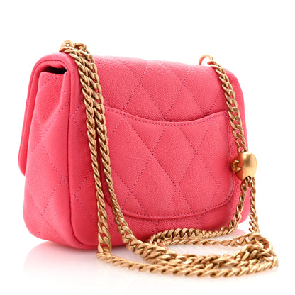 Chanel Caviar Quilted Sweetheart Mini Flap Dark Pink 3 of 10