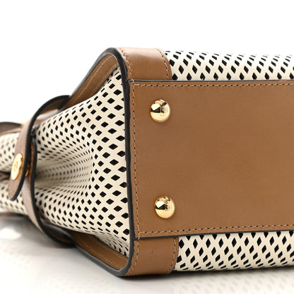 Fendi Calfskin Lambskin Perforated Medium Peekaboo Iconic Satchel White 9 of 10