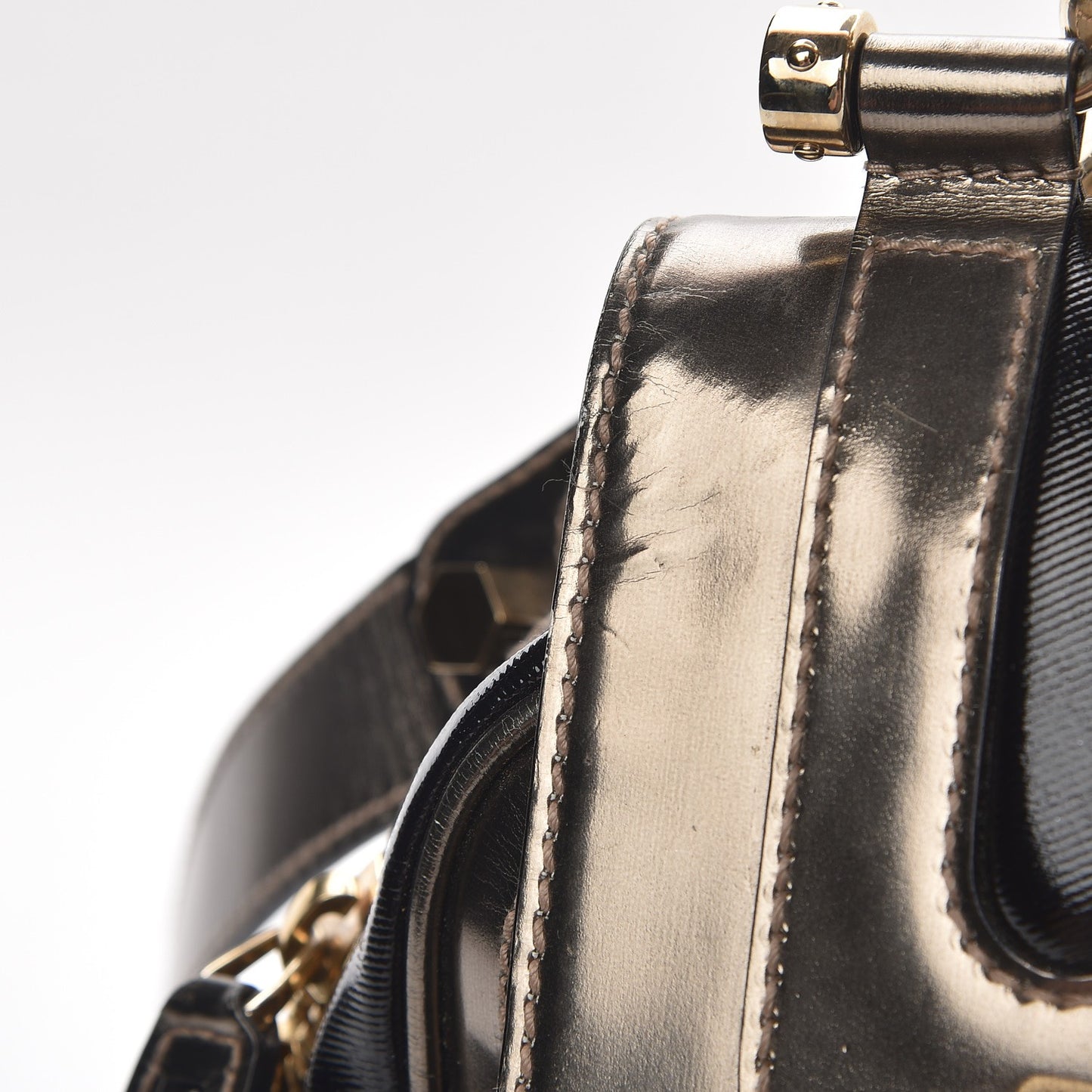 Dialux Pop Bamboo Top Handle Tote Black Pewter
