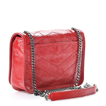Saint Laurent Crinkled Calfskin Matelasse Monogram Niki Chain Wallet Red 3 of 11