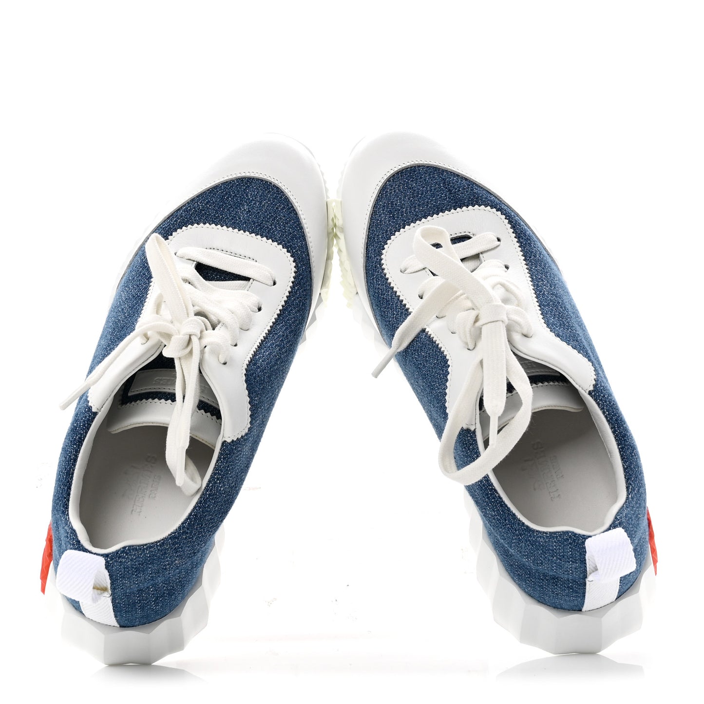 Denim Suede Goatskin Bouncing Sneakers 37 Bleu Clair White