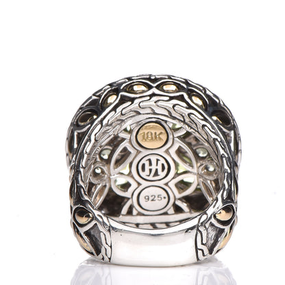 John Hardy Sterling Silver 18K Yellow Gold Peridot Tsavorite Batu Kawung Ring 52 6 4 of 5