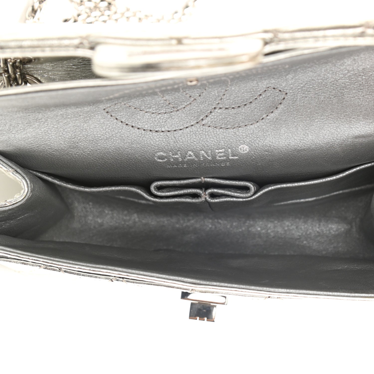 Chanel Metallic Aged Calfskin Quilted 2.55 Reissue 224 Flap Silver 5 of 10