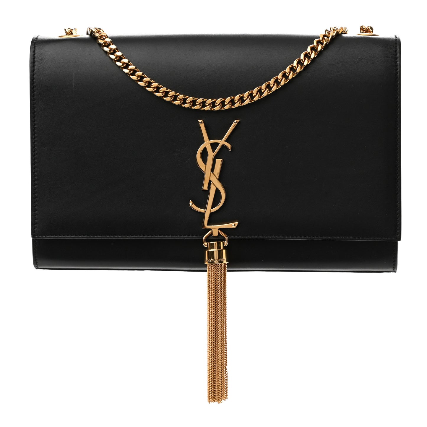 Smooth Calfskin Medium Classic Monogram Kate Tassel Satchel Black