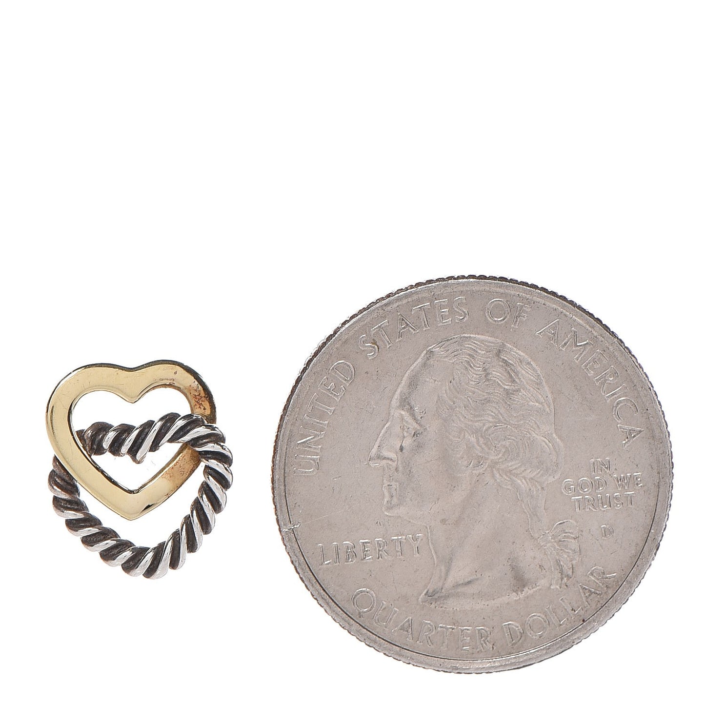 Sterling Silver 18K Yellow Gold Heart Cable Link Earrings
