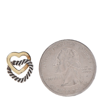 David Yurman Sterling Silver 18K Yellow Gold Heart Cable Link Earrings 2 of 5