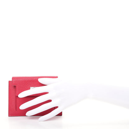 Hermes Chevre Mysore Kelly Pocket Compact Wallet Framboise 2 of 8