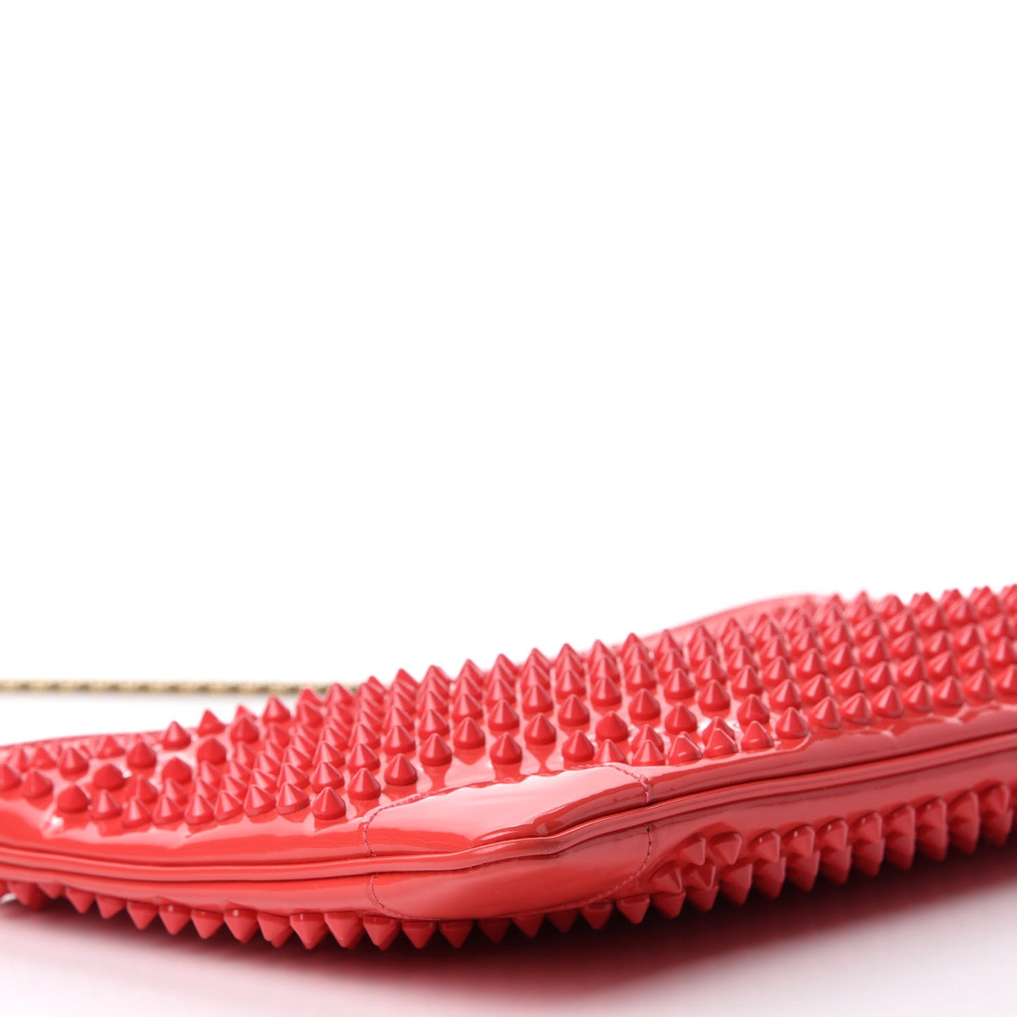 Calfskin Studded Loubiposh Chain Clutch Framboisine