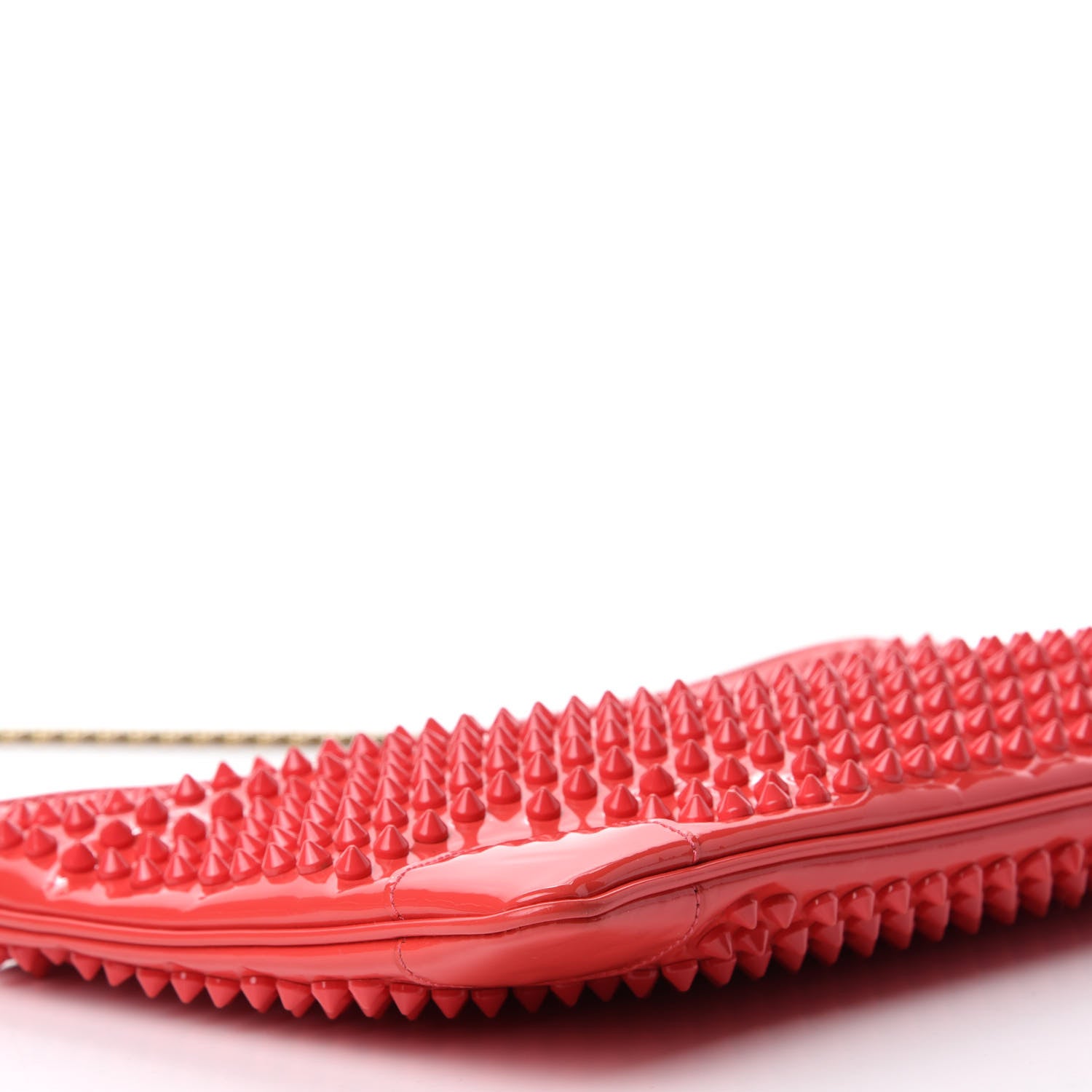 Christian Louboutin Calfskin Studded Loubiposh Chain Clutch Framboisine 6 of 11