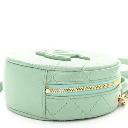 Chanel Caviar Quilted Small Round Vanity With Chain Light Green 10 of 11