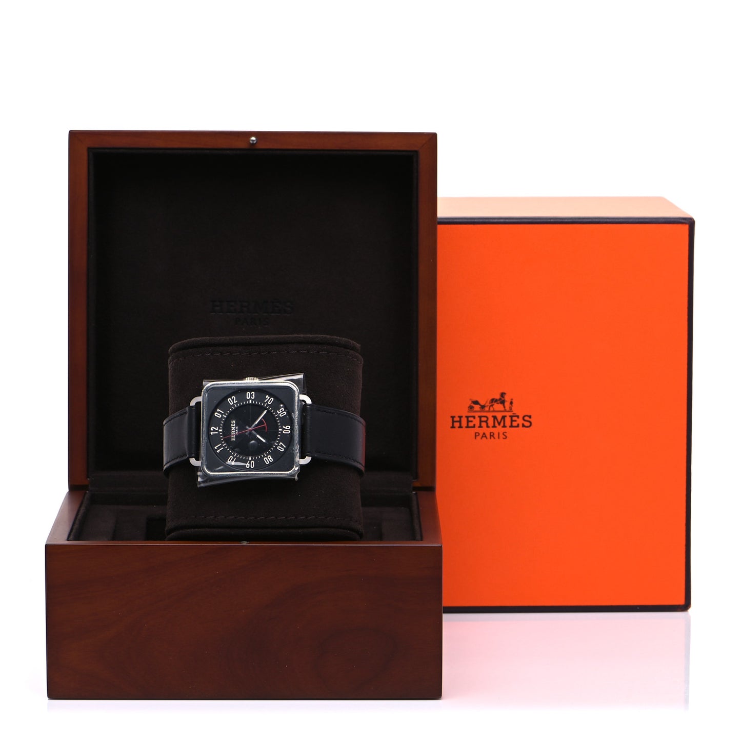 Stainless Steel Barenia 38mm Carre H Automatic Watch Noir