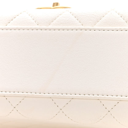 Chanel Lambskin Quilted La Parisienne Top Handle Flap White 13 of 14