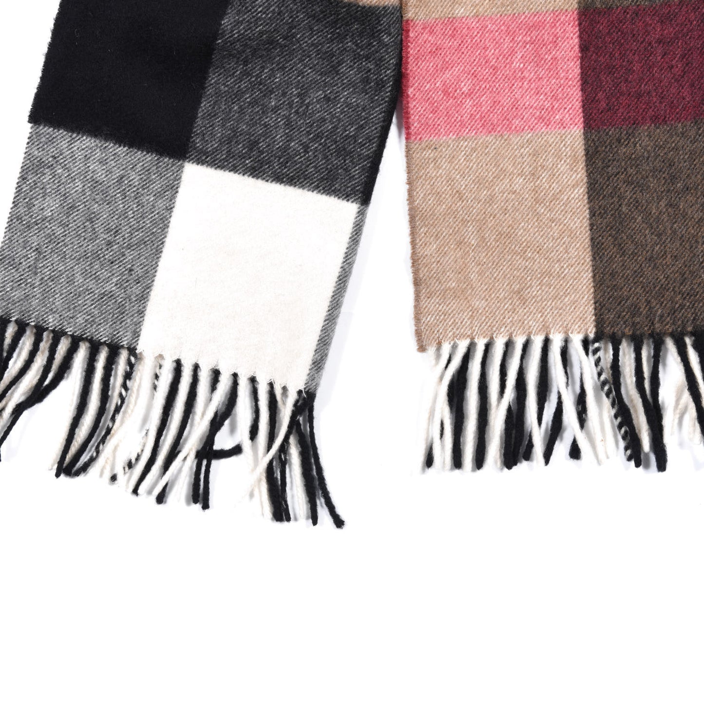 Cashmere Mega Check Fringe Scarf Camel