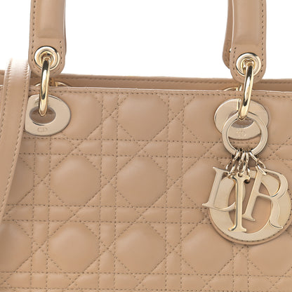 Christian Dior Lambskin Cannage Medium Lady Dior Beige 8 of 10