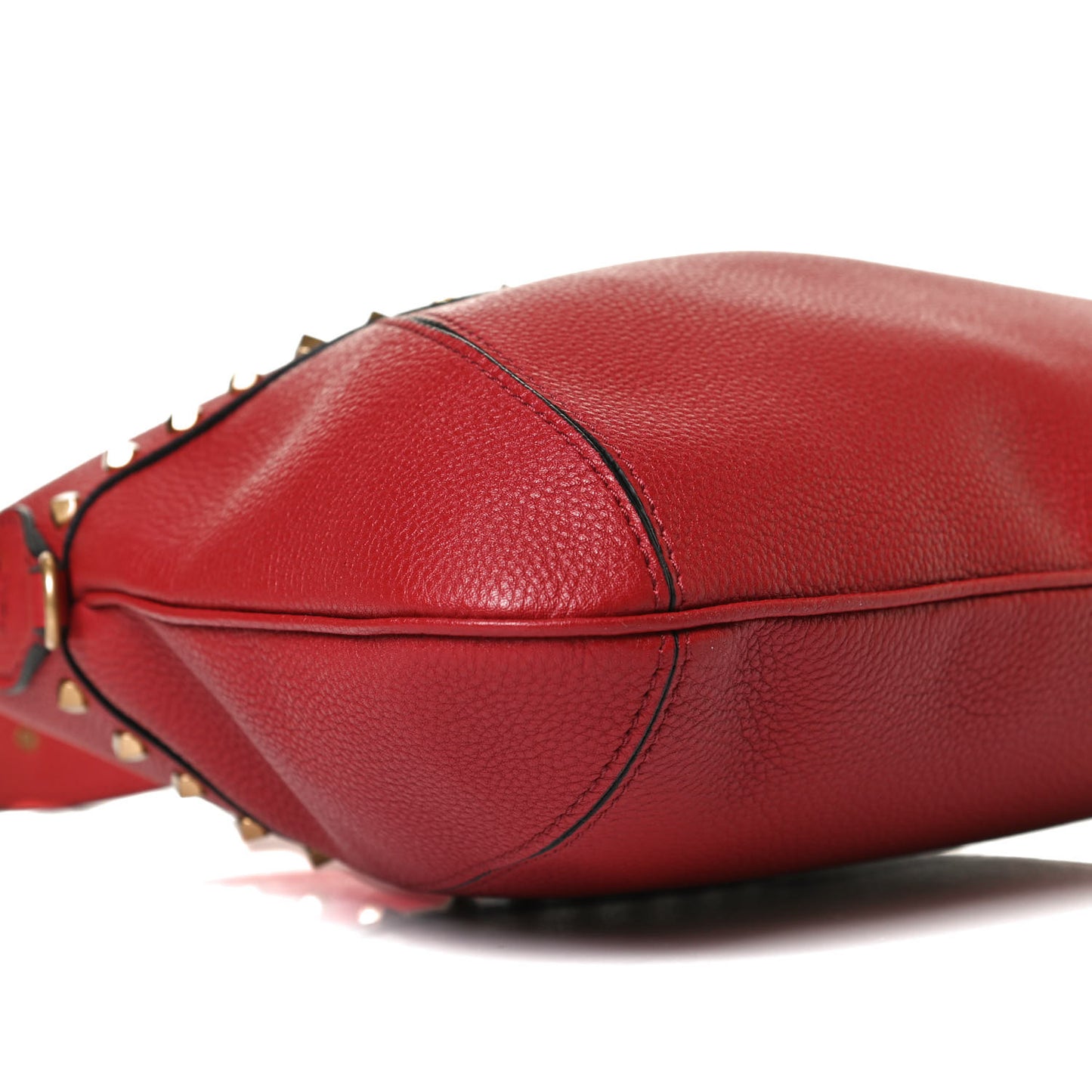 Grained Calfskin Medium Twinkle Studs Hobo Rosso Valentino