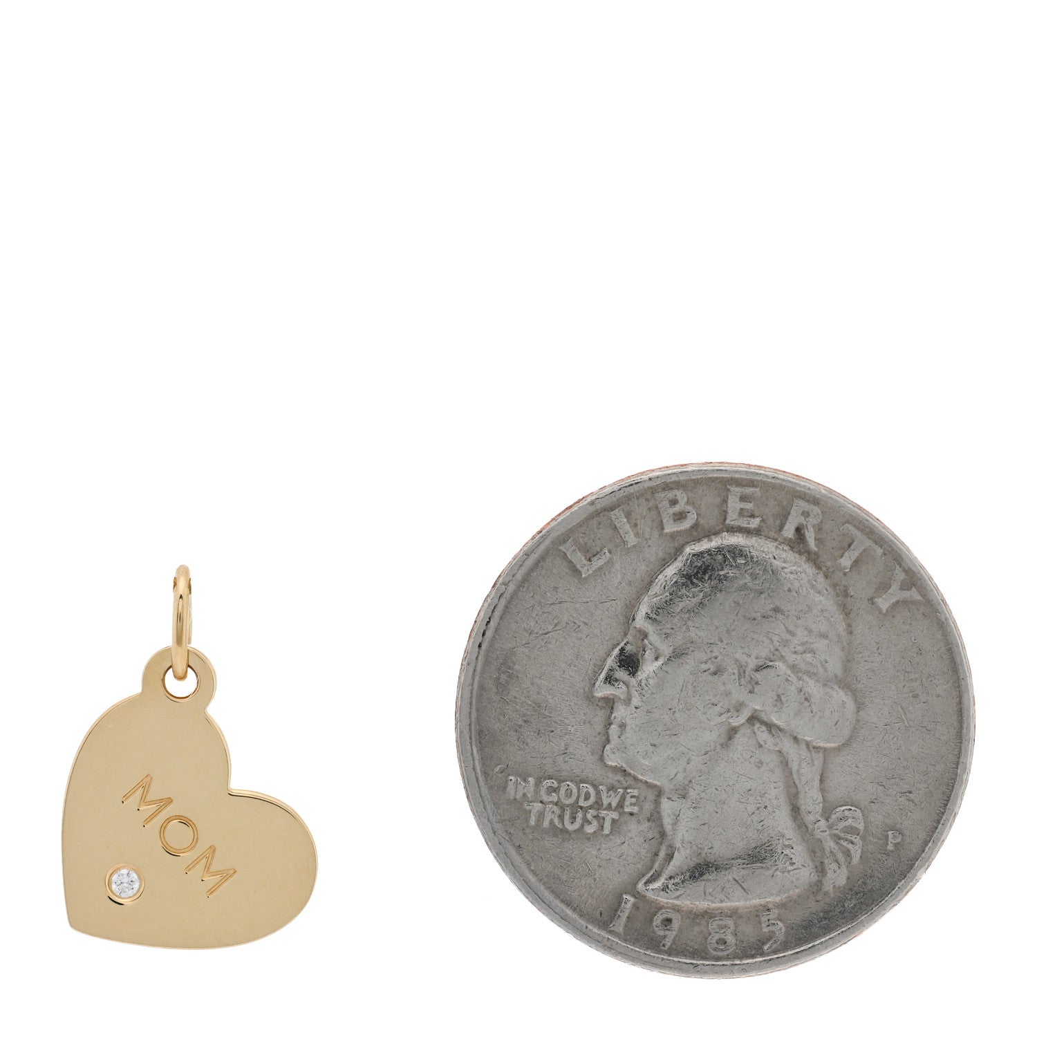 Tiffany 18K Yellow Gold Diamond Mom Heart Charm 2 of 3