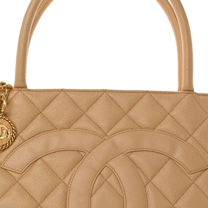 Chanel Caviar Quilted Medallion Tote Beige 8 of 10