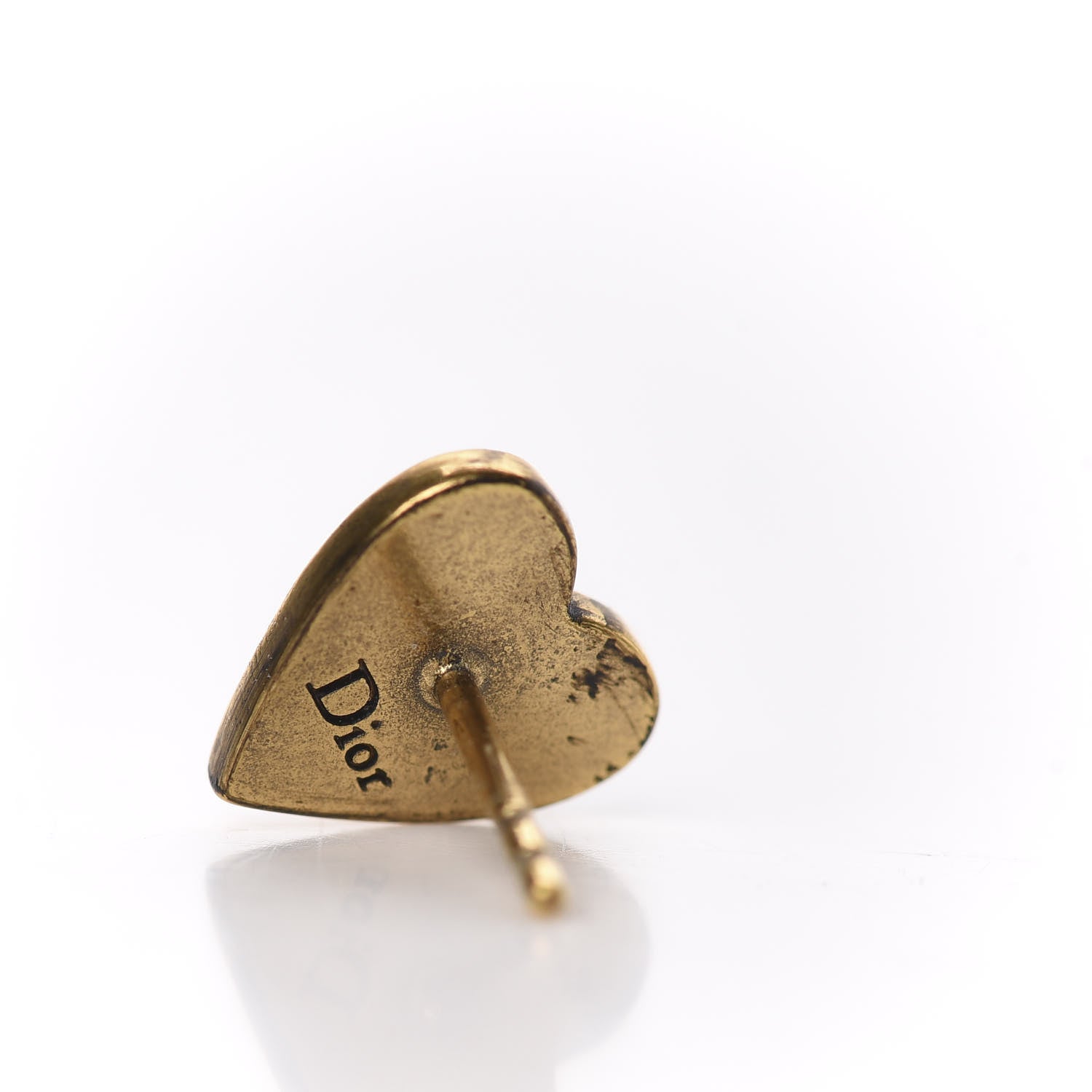 Christian Dior Metal Star Heart Earrings Black Gold 4 of 5