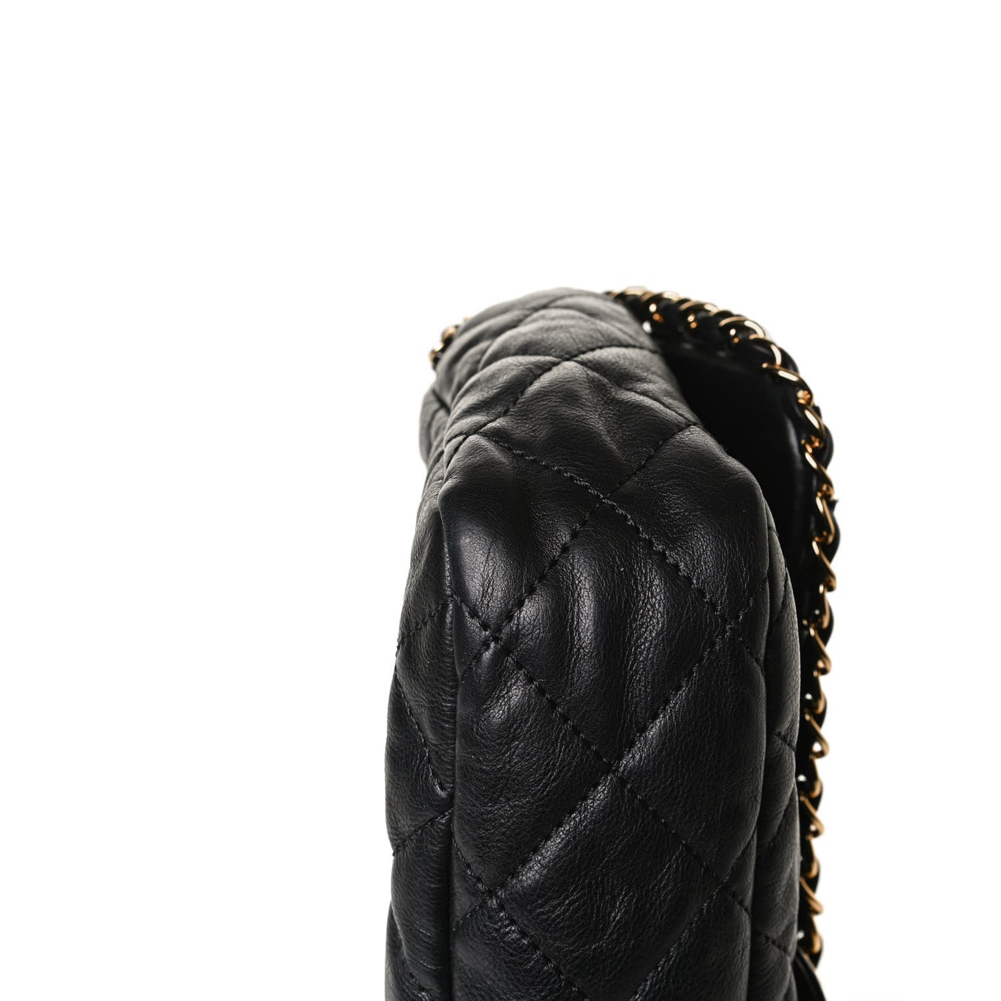 Calfskin Quilted Medium Chain Me Flap Black