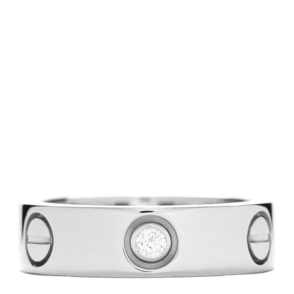 Cartier 18K White Gold 3 Diamond 5.5mm LOVE Ring 51 5.75 3 of 4