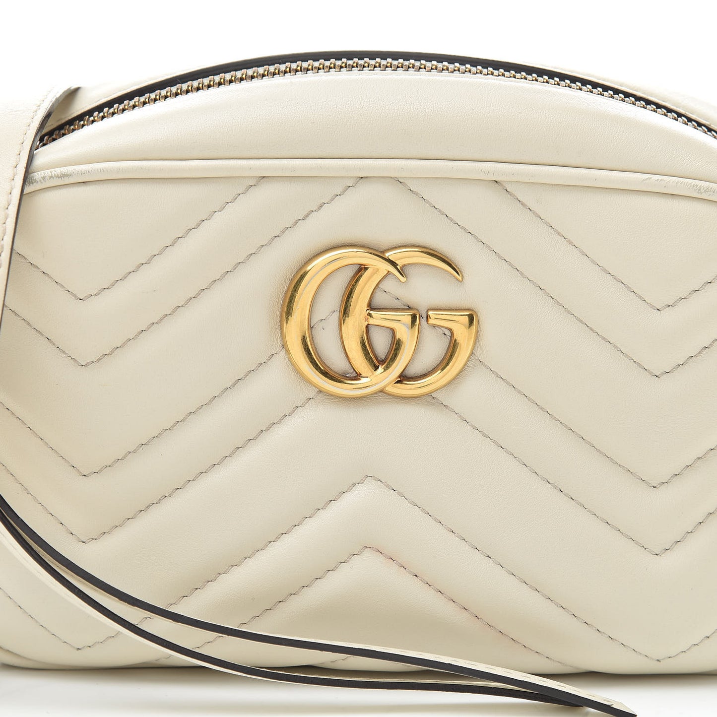 Calfskin Matelasse Mini GG Marmont Chain Shoulder Bag White