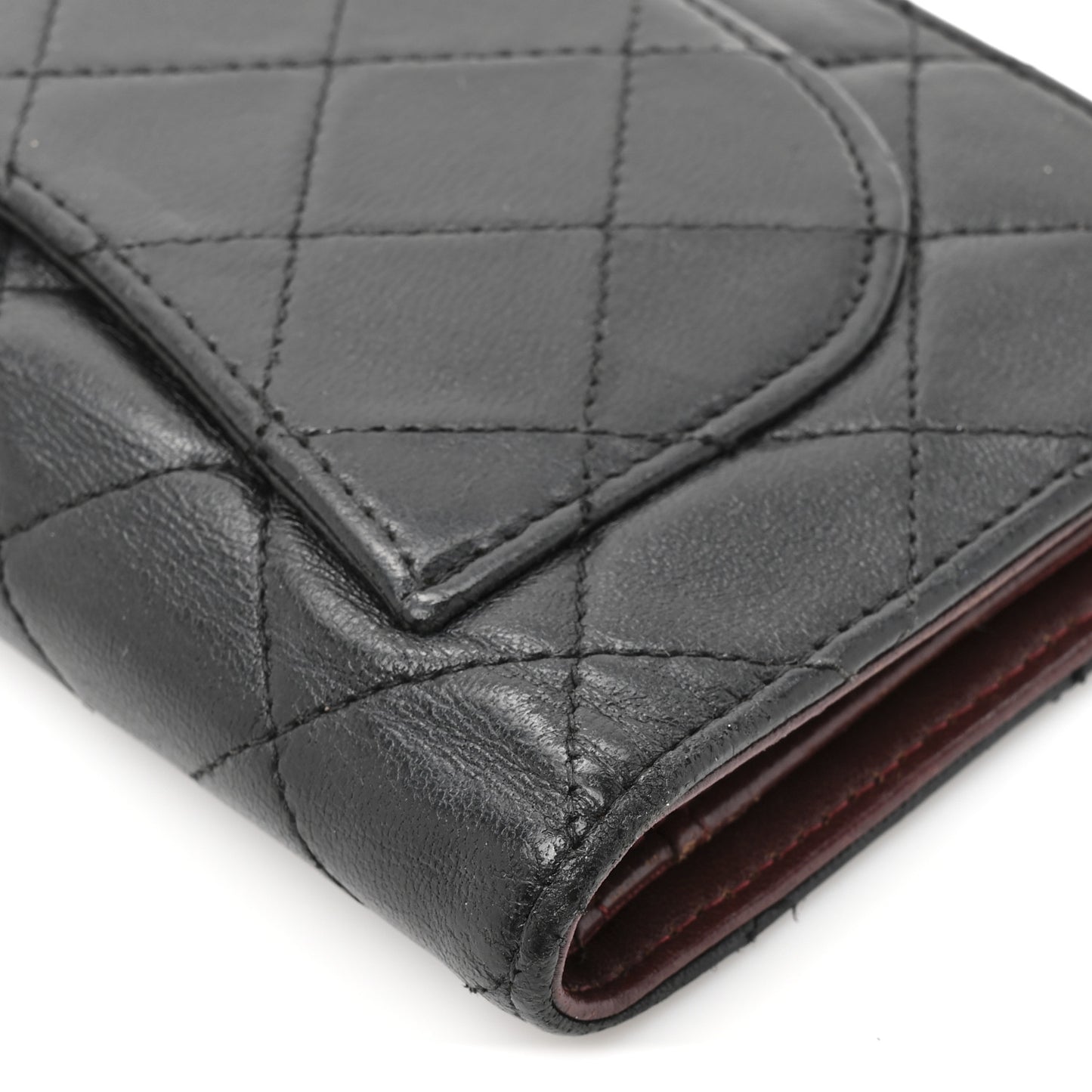 Lambskin Quilted Yen Wallet Black